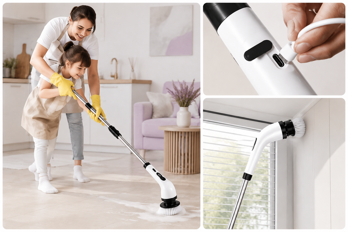 Orluno SpinClean 7-Piece Cordless Electric Scrubber