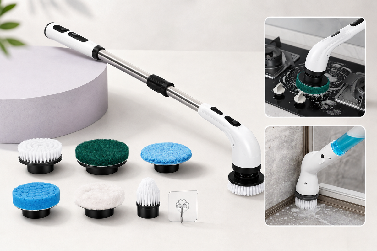 Orluno SpinClean 7-Piece Cordless Electric Scrubber