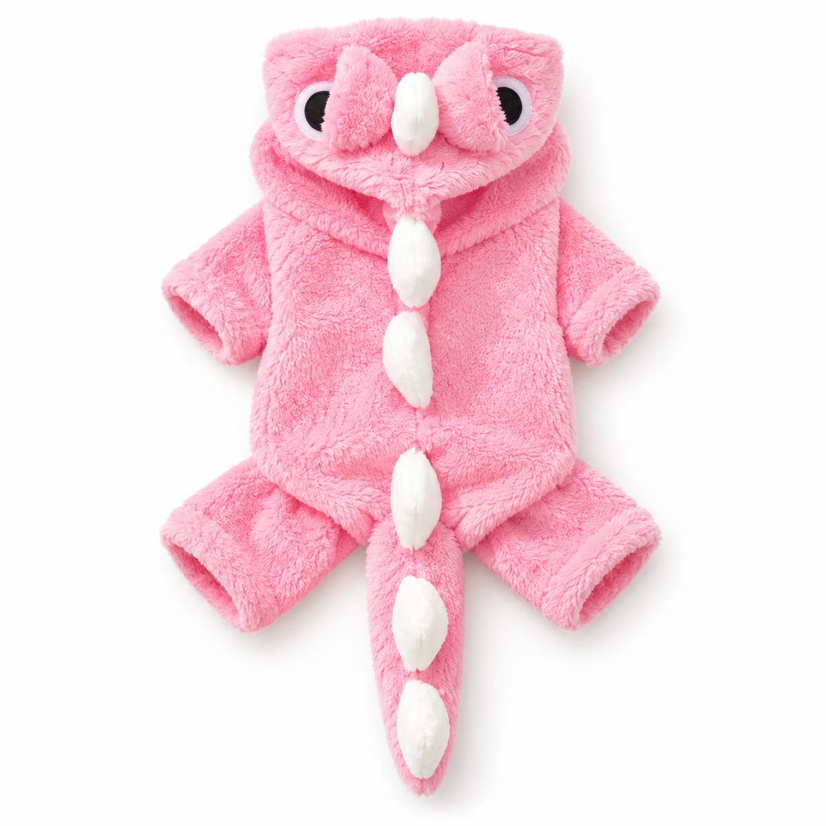 Soft fleece Baby Dino Jumpsuit with a hood and round dino eyes