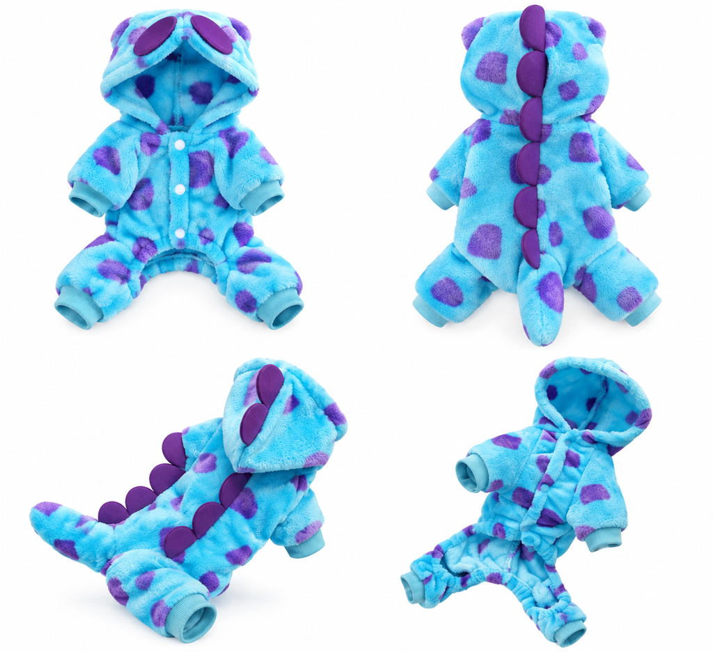 Spiky Dino Romper displayed on a small pet