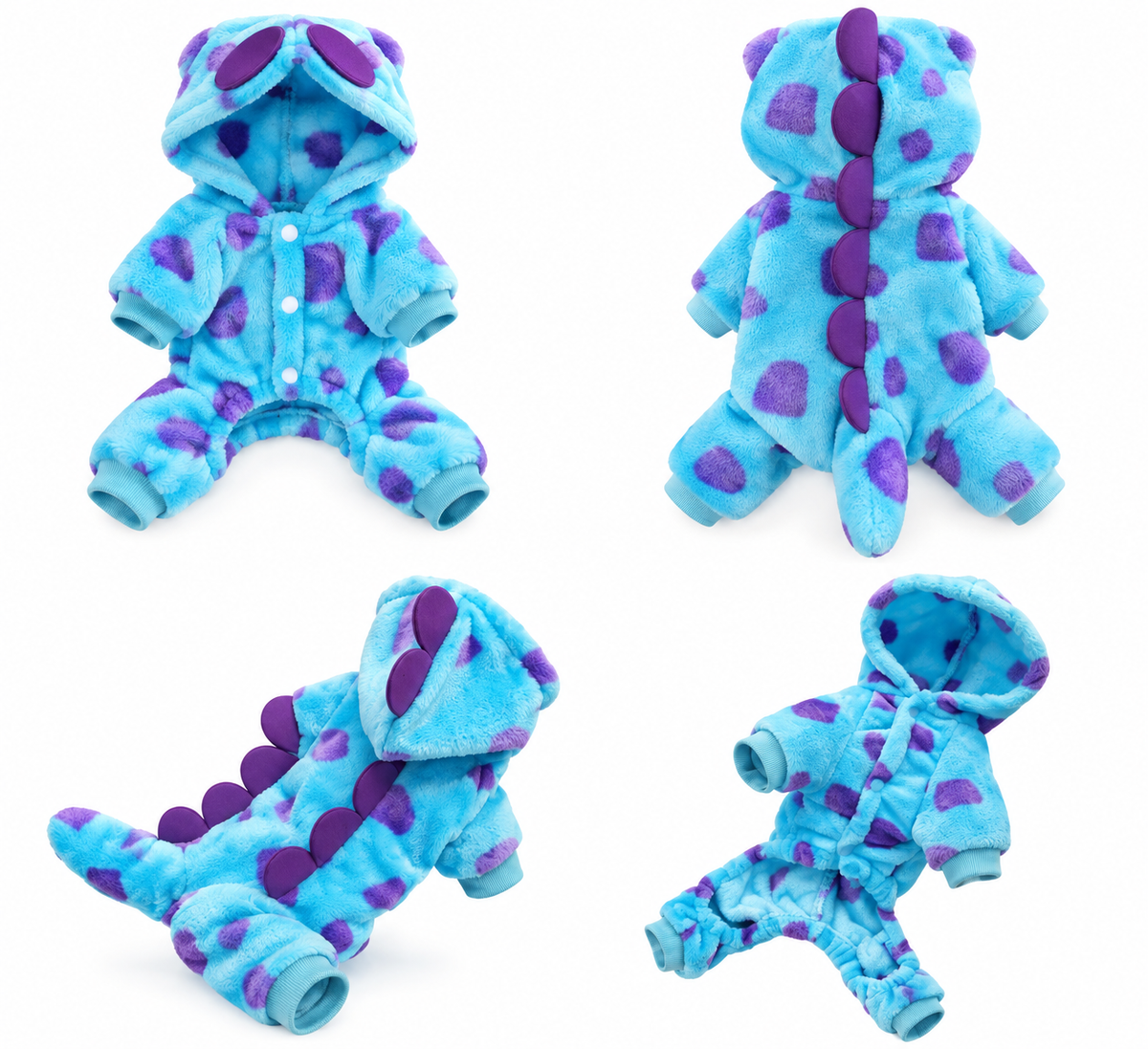 Spiky Dino Romper displayed on a small pet